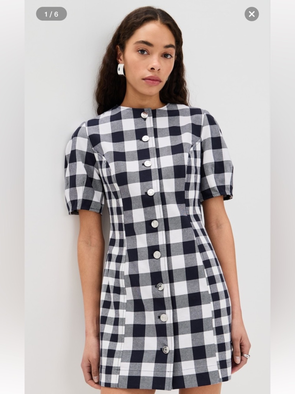 Aligne Aurelia Gingham Dress in Checkered Blue and White - Picture 3 of 8